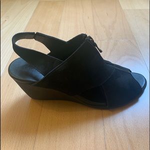 COPY - ARCHE Black Suede Zip Sandal - EUC